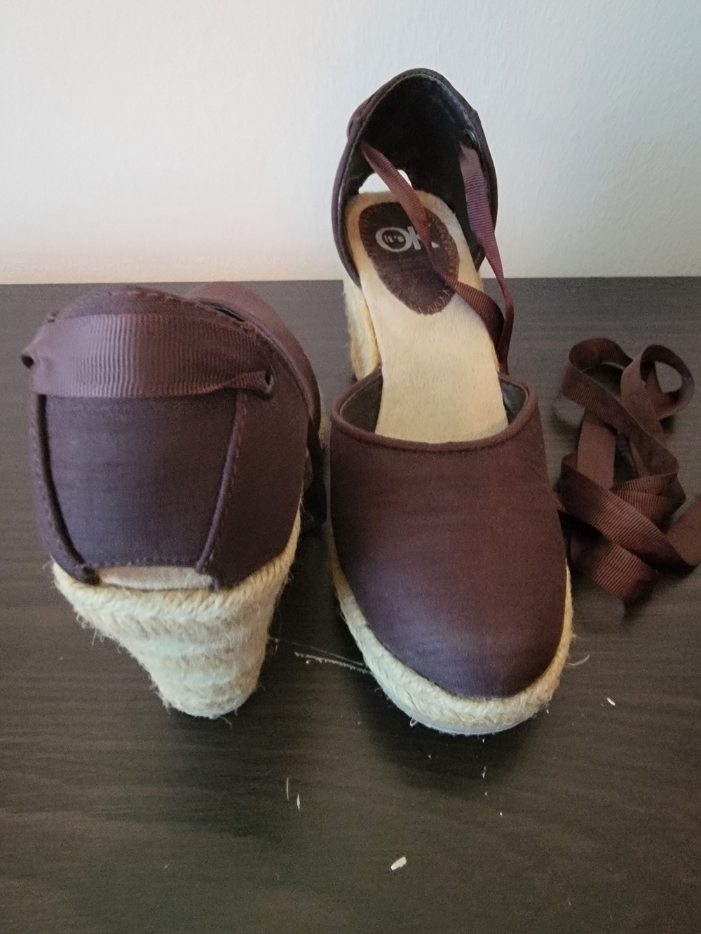 Women’s Brown Espadrille Wedge Sandals with Ankle Tie